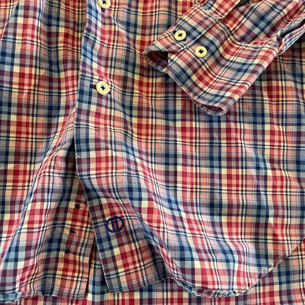 David Donahue Multi-Color Check Print Spread Coll… - image 3